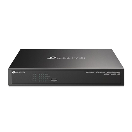 TP-link NVR rögzítő - NVR1008H-8P (8 csatorna, 8 PoE+ port; H265+, 8MP, HDMI, VGA, 2xUSB, 1x Sata(max10TB), audio)